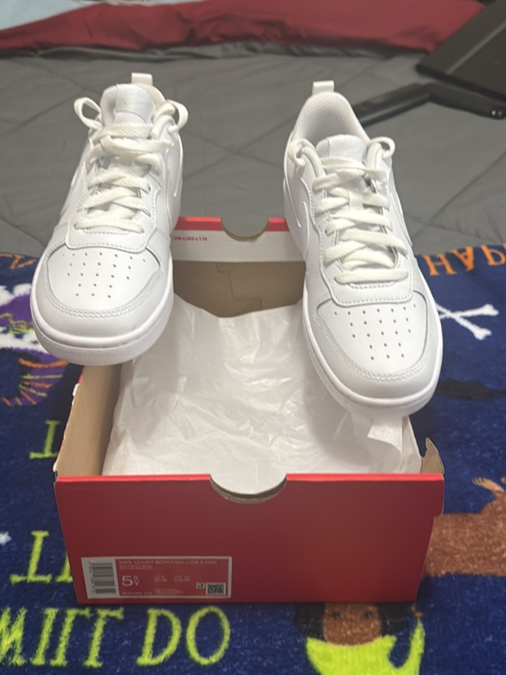 Kids Nike Court Borough Triple White Athletic Sneakers - Classic Casual Shoes